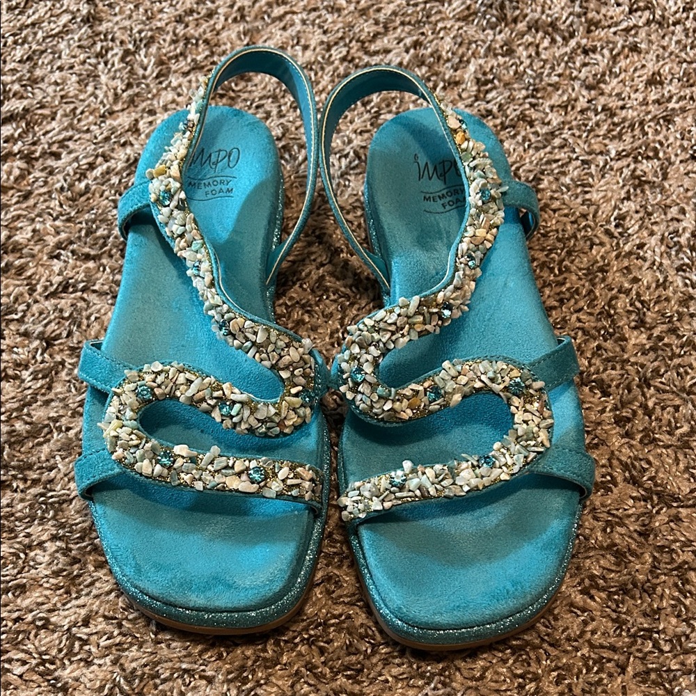 Impo Turquoise Embellished Sandals